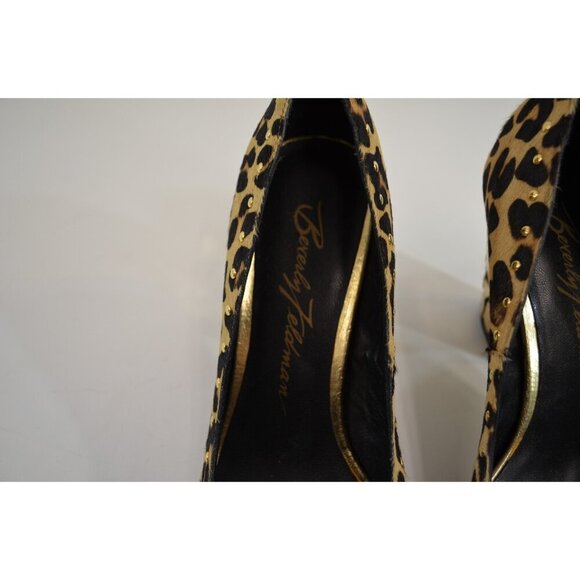 Beverly Feldman Leopard Print Pumps Heels Women's US Size 8 M Metal Accents - Picture 7 of 9